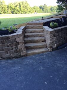 after hardscaping renovation, looks like a new stone staircase