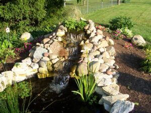 close-up of a residential pondscape project