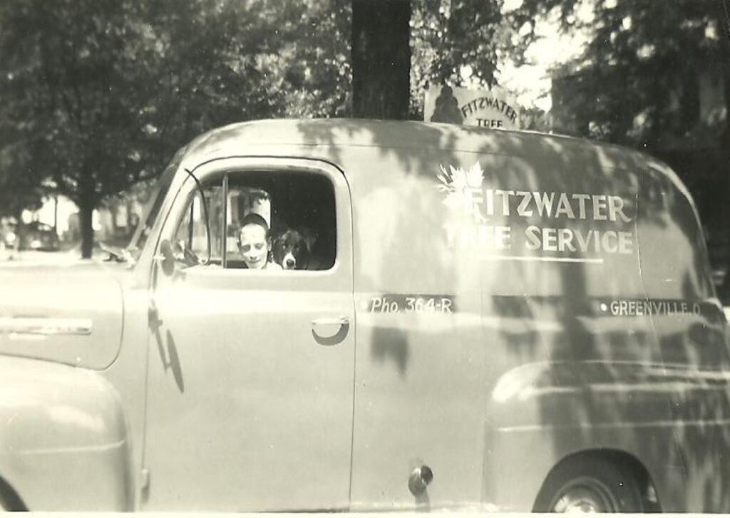 dog in a Fitzwater truck from the 1940s