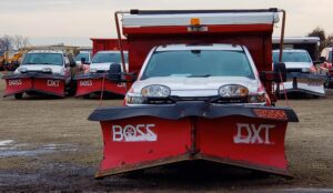 large commercial snow plow front view